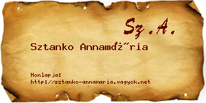 Sztanko Annamária névjegykártya